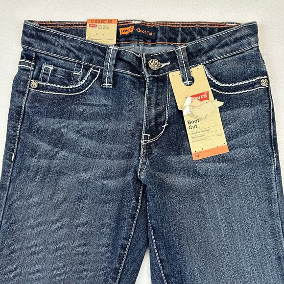 Levi's Boot Cut Jeans Adj Waist Stretch Blue Wonder Girls Sz 12 SLIM 24x27 NEW - Picture 3 of 14
